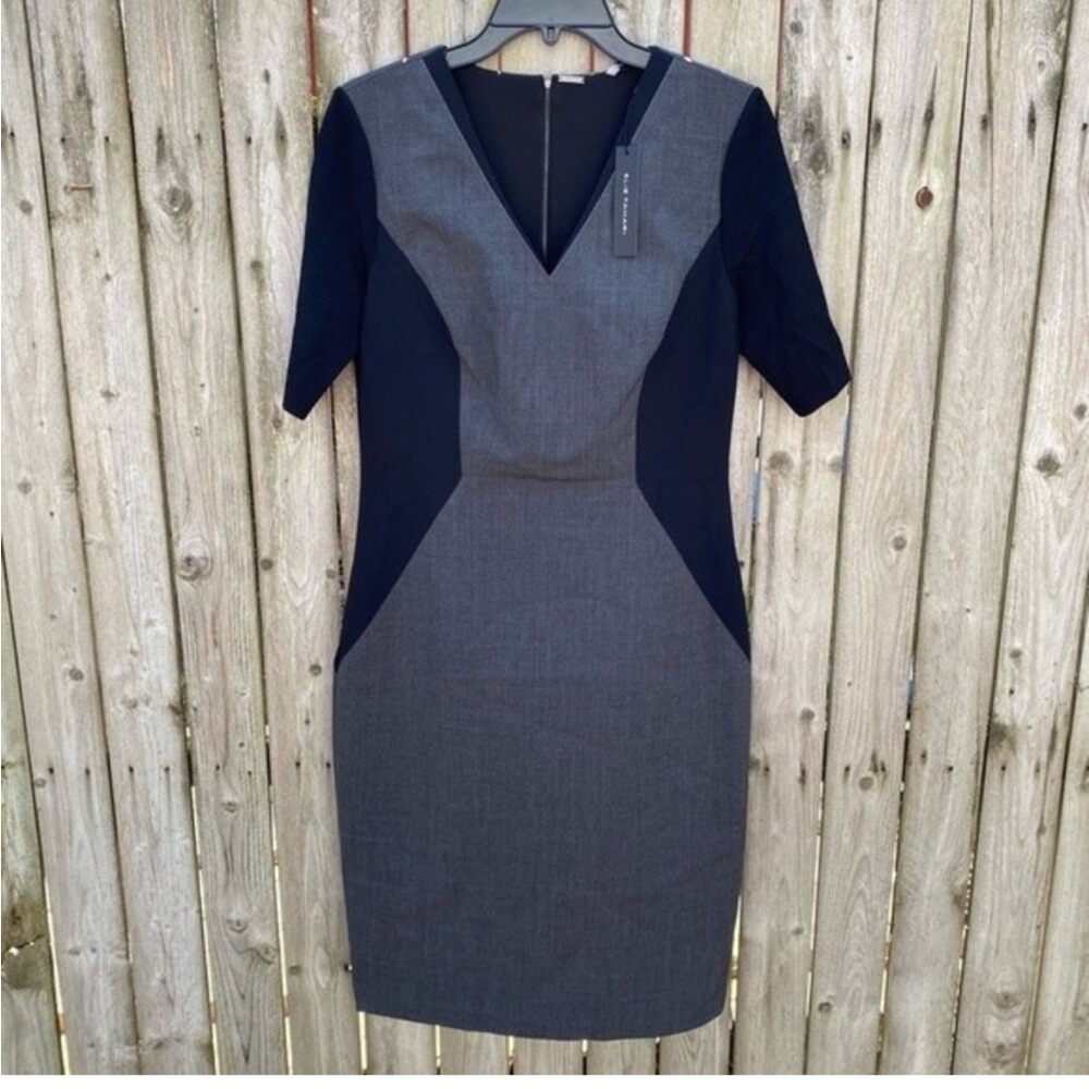 New Elie Tahari Grey Black Kenley Sheath Dress 10